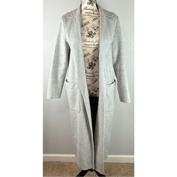 Mango Suit Grey Wool Blend Long Lined Jacket, size Small - Picture 5 of 12